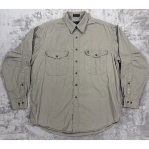 Browning Gold Shirt Mens L Beige Button Up Long Sleeve Chest Pockets Pleated
